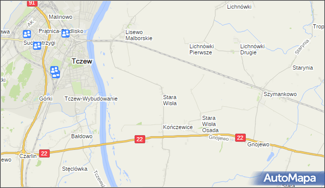 mapa Stara Wisła, Stara Wisła na mapie Targeo