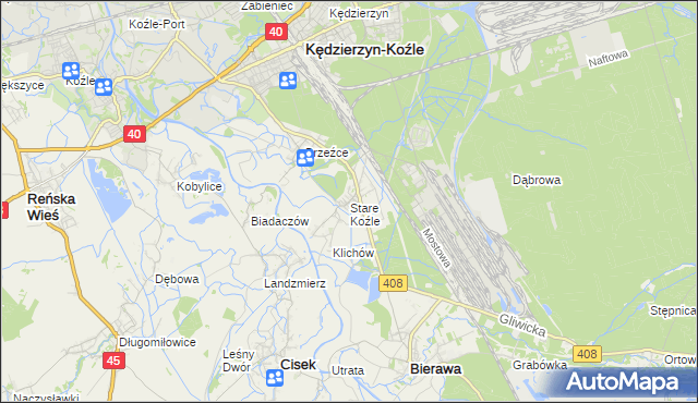 mapa Stare Koźle, Stare Koźle na mapie Targeo