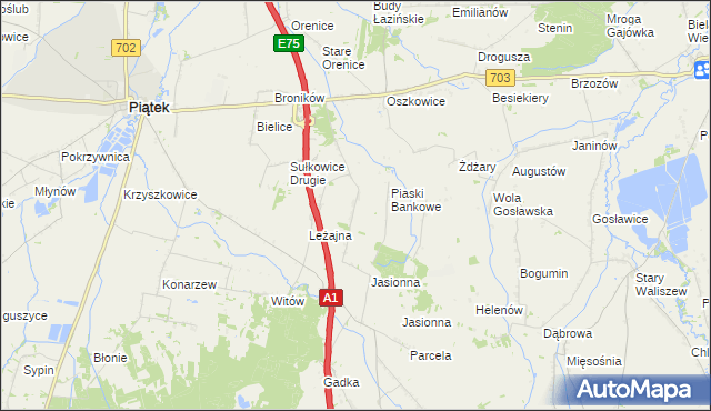mapa Stare Piaski gmina Bielawy, Stare Piaski gmina Bielawy na mapie Targeo
