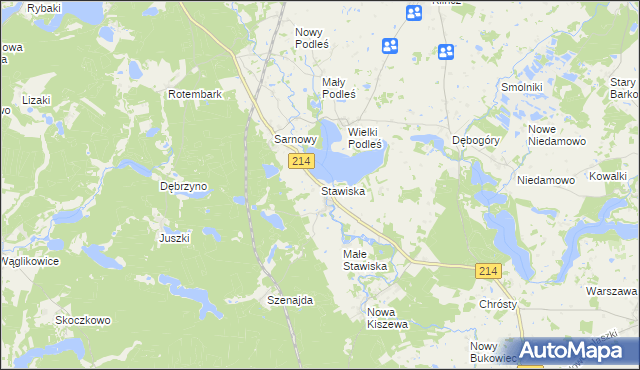 mapa Stawiska gmina Kościerzyna, Stawiska gmina Kościerzyna na mapie Targeo