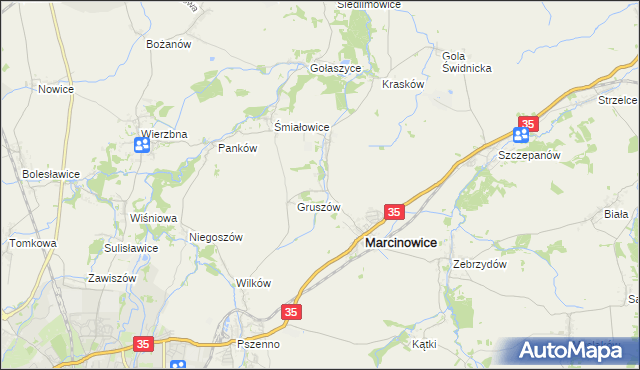 mapa Stefanowice gmina Marcinowice, Stefanowice gmina Marcinowice na mapie Targeo