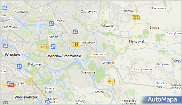 mapa Strachocin gmina Wrocław, Strachocin gmina Wrocław na mapie Targeo