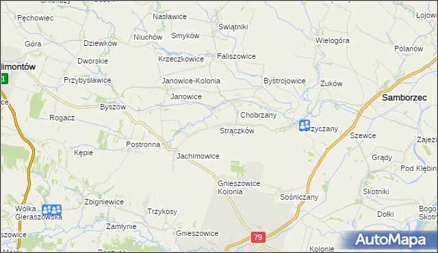 mapa Strączków, Strączków na mapie Targeo