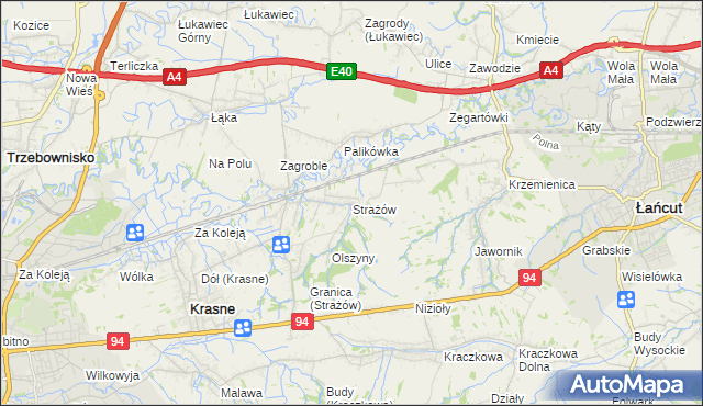 mapa Strażów, Strażów na mapie Targeo