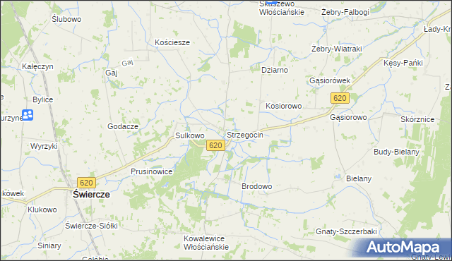mapa Strzegocin gmina Świercze, Strzegocin gmina Świercze na mapie Targeo