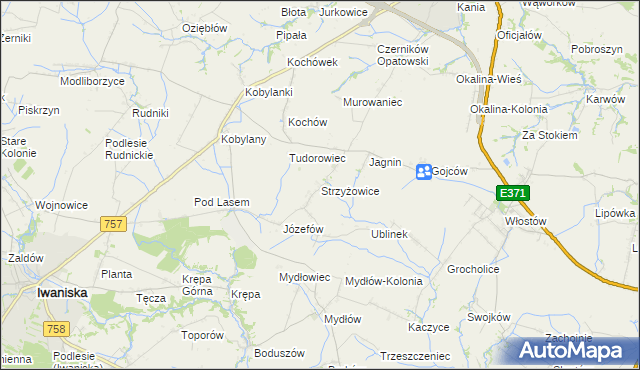 mapa Strzyżowice gmina Opatów, Strzyżowice gmina Opatów na mapie Targeo