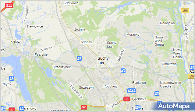 mapa Suchy Las powiat poznański, Suchy Las powiat poznański na mapie Targeo