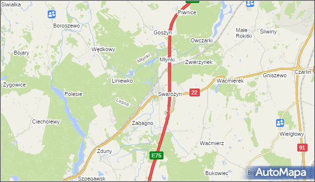 mapa Swarożyn, Swarożyn na mapie Targeo