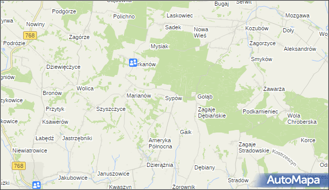 mapa Sypów, Sypów na mapie Targeo