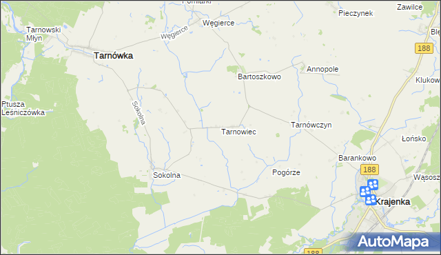 mapa Tarnowiec gmina Tarnówka, Tarnowiec gmina Tarnówka na mapie Targeo