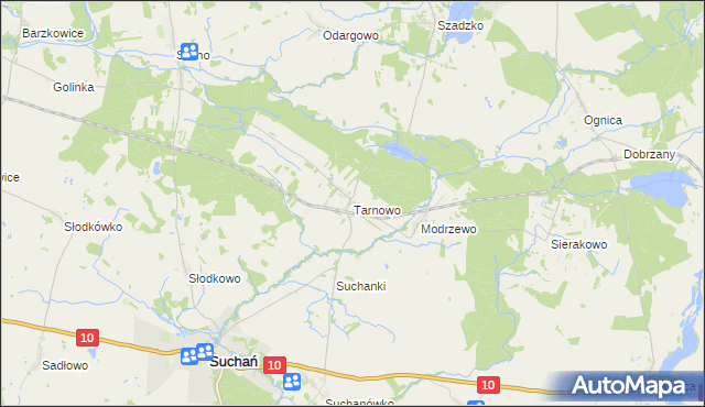 mapa Tarnowo gmina Suchań, Tarnowo gmina Suchań na mapie Targeo