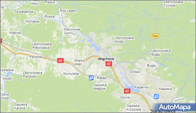 mapa Wąchock, Wąchock na mapie Targeo