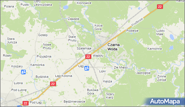 mapa Wądoły gmina Czersk, Wądoły gmina Czersk na mapie Targeo