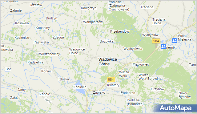 mapa Wadowice Górne, Wadowice Górne na mapie Targeo