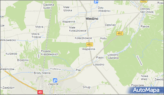 mapa Wapiennik gmina Kłobuck, Wapiennik gmina Kłobuck na mapie Targeo