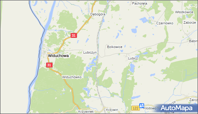 mapa Widuchowa-Stacja, Widuchowa-Stacja na mapie Targeo