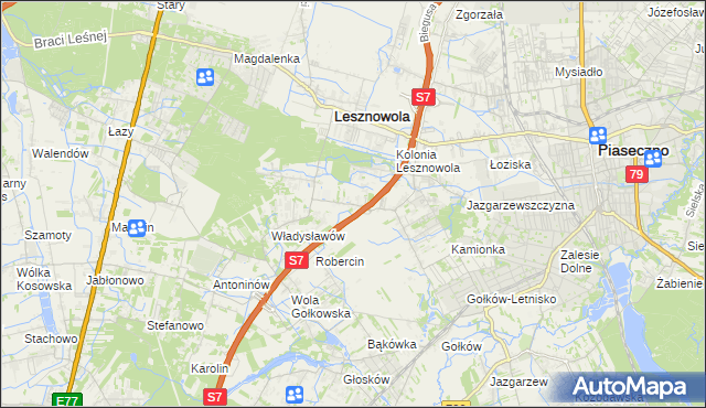 mapa Wilcza Góra gmina Lesznowola, Wilcza Góra gmina Lesznowola na mapie Targeo