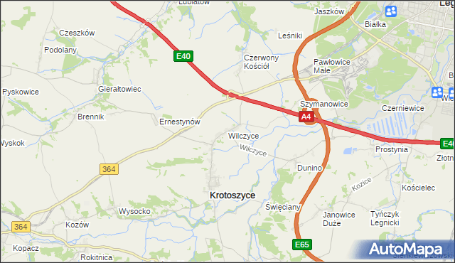 mapa Wilczyce gmina Krotoszyce, Wilczyce gmina Krotoszyce na mapie Targeo