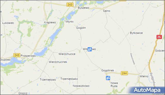 mapa Witoldowo gmina Koronowo, Witoldowo gmina Koronowo na mapie Targeo
