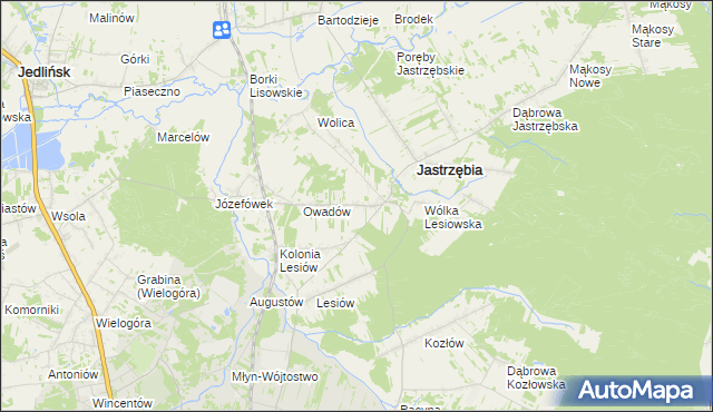 mapa Wojciechów gmina Jastrzębia, Wojciechów gmina Jastrzębia na mapie Targeo