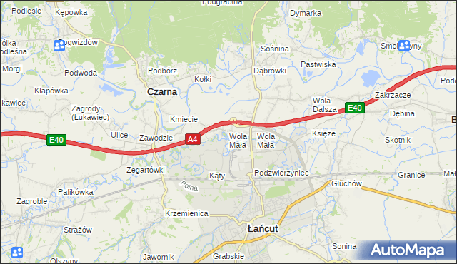 mapa Wola Mała gmina Czarna, Wola Mała gmina Czarna na mapie Targeo