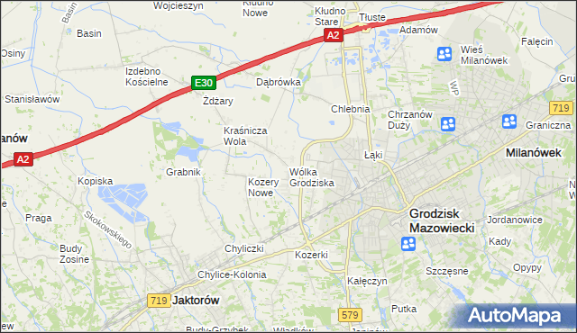 mapa Wólka Grodziska gmina Grodzisk Mazowiecki, Wólka Grodziska gmina Grodzisk Mazowiecki na mapie Targeo