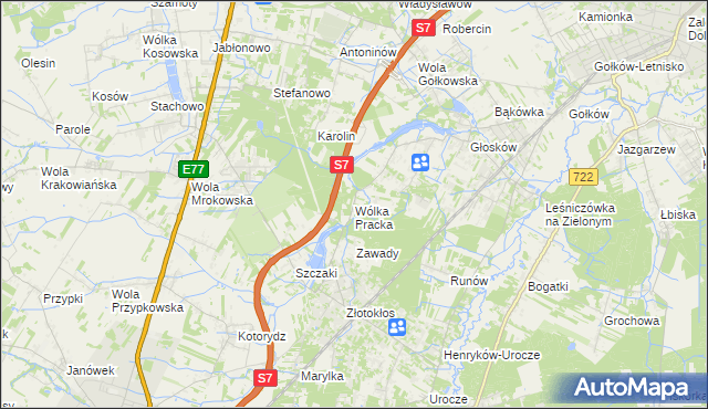 mapa Wólka Pracka, Wólka Pracka na mapie Targeo