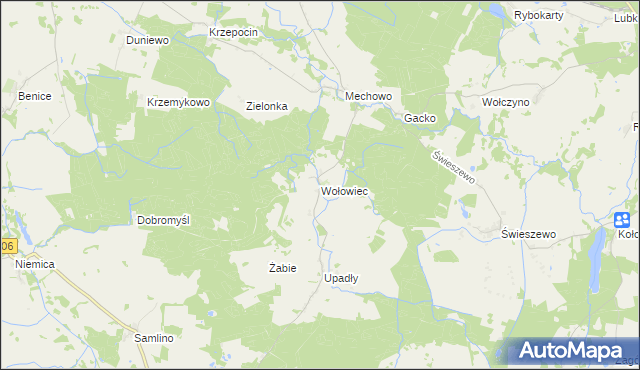 mapa Wołowiec gmina Golczewo, Wołowiec gmina Golczewo na mapie Targeo