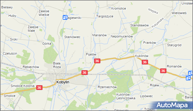 mapa Wyganów gmina Kobylin, Wyganów gmina Kobylin na mapie Targeo