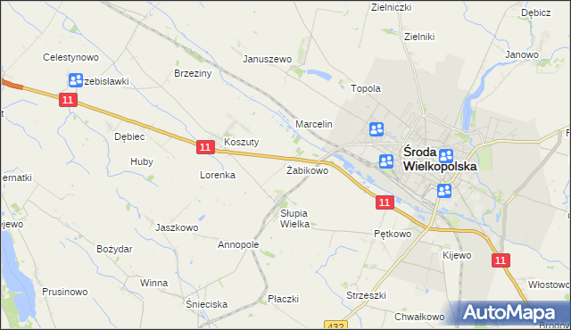 mapa Żabikowo, Żabikowo na mapie Targeo