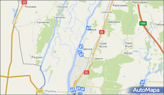 mapa Żabnica gmina Gryfino, Żabnica gmina Gryfino na mapie Targeo