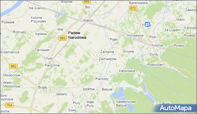 mapa Zachwiejów, Zachwiejów na mapie Targeo