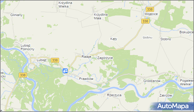 mapa Zagórzyce gmina Wołów, Zagórzyce gmina Wołów na mapie Targeo