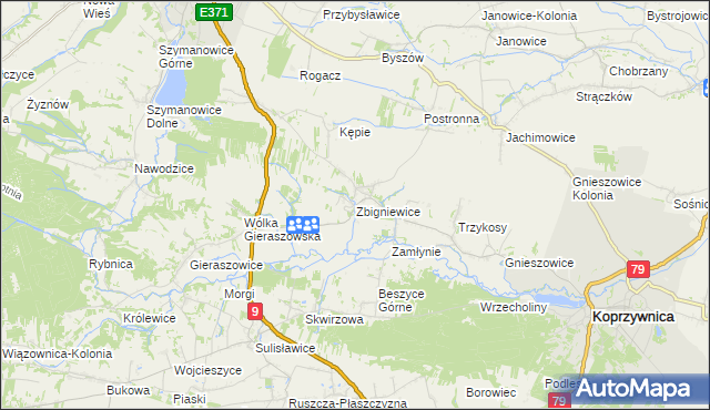 mapa Zbigniewice, Zbigniewice na mapie Targeo