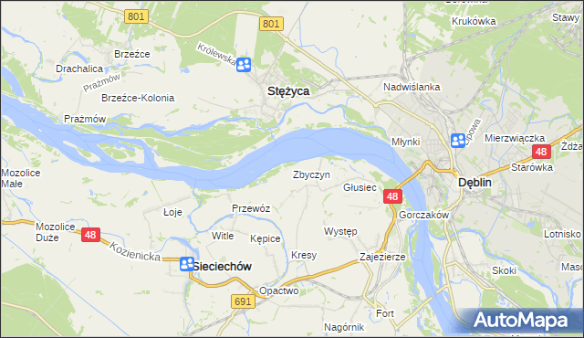 mapa Zbyczyn, Zbyczyn na mapie Targeo