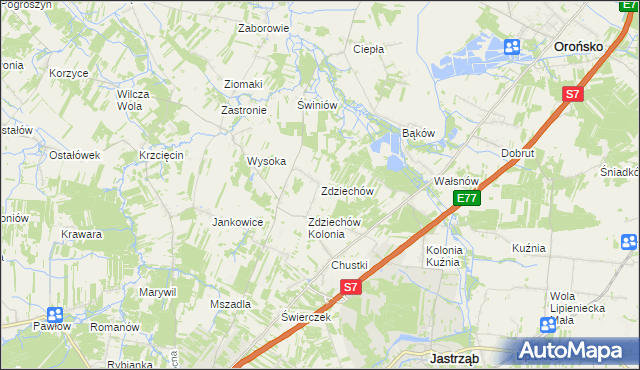 mapa Zdziechów gmina Szydłowiec, Zdziechów gmina Szydłowiec na mapie Targeo