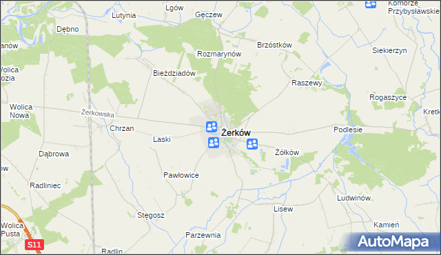 mapa Żerków powiat jarociński, Żerków powiat jarociński na mapie Targeo