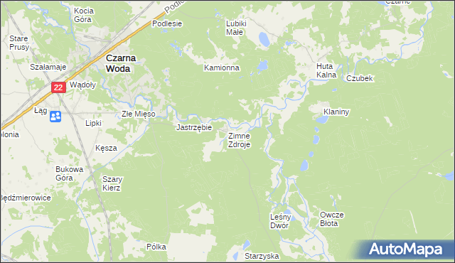 mapa Zimne Zdroje gmina Osieczna, Zimne Zdroje gmina Osieczna na mapie Targeo