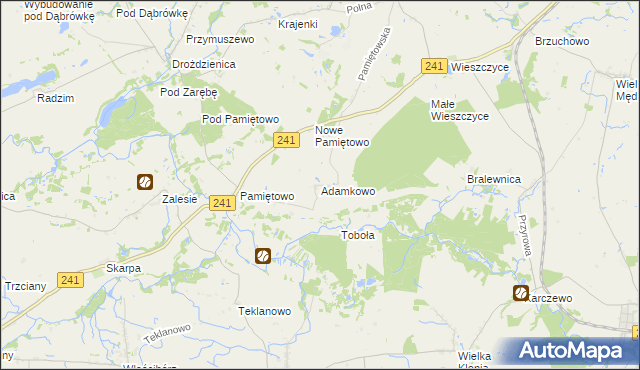 mapa Adamkowo, Adamkowo na mapie Targeo