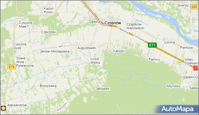 mapa Adamówek gmina Czosnów, Adamówek gmina Czosnów na mapie Targeo