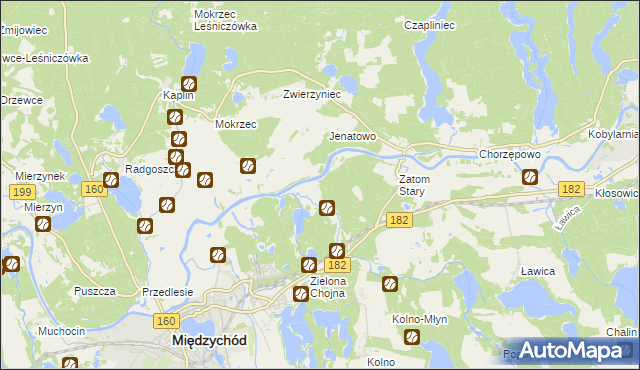 mapa Aleksandrowo gmina Międzychód, Aleksandrowo gmina Międzychód na mapie Targeo