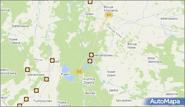 mapa Aleksandrowo gmina Rakoniewice, Aleksandrowo gmina Rakoniewice na mapie Targeo