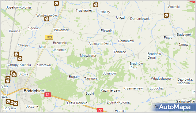 mapa Antoniew gmina Dalików, Antoniew gmina Dalików na mapie Targeo