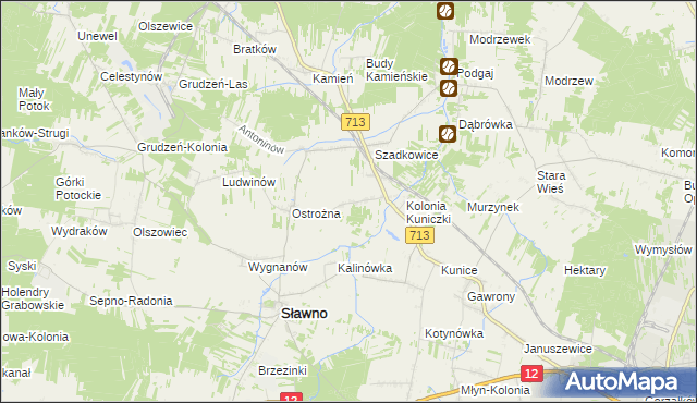 mapa Antoniówka gmina Sławno, Antoniówka gmina Sławno na mapie Targeo