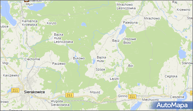 mapa Bącka Huta, Bącka Huta na mapie Targeo