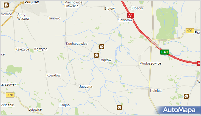 mapa Bąków gmina Grodków, Bąków gmina Grodków na mapie Targeo