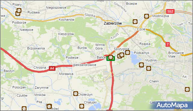 mapa Balice gmina Zabierzów, Balice gmina Zabierzów na mapie Targeo