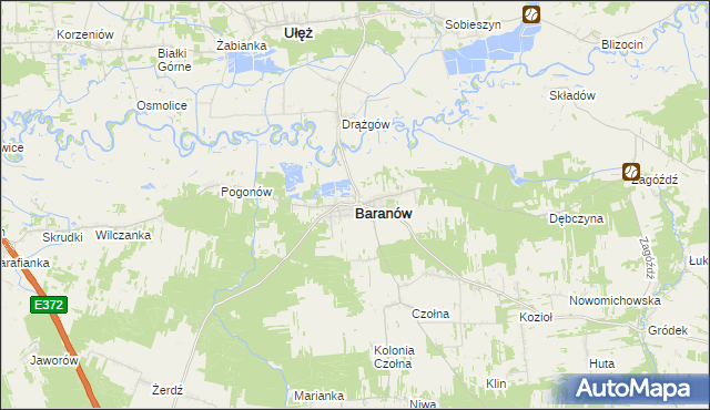 mapa Baranów powiat puławski, Baranów powiat puławski na mapie Targeo