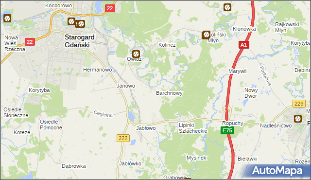 mapa Barchnowy, Barchnowy na mapie Targeo