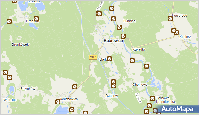 mapa Barłogi gmina Bobrowice, Barłogi gmina Bobrowice na mapie Targeo